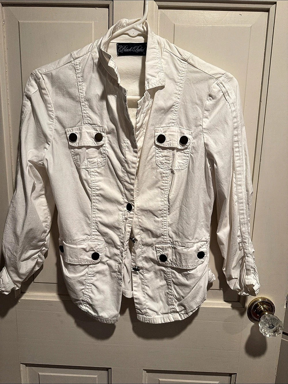 Black Label Utility Jacket in White Size Small